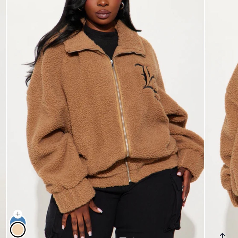 Fashion Nova Warm Brown Teddy Jacket - Picture 3 of 4